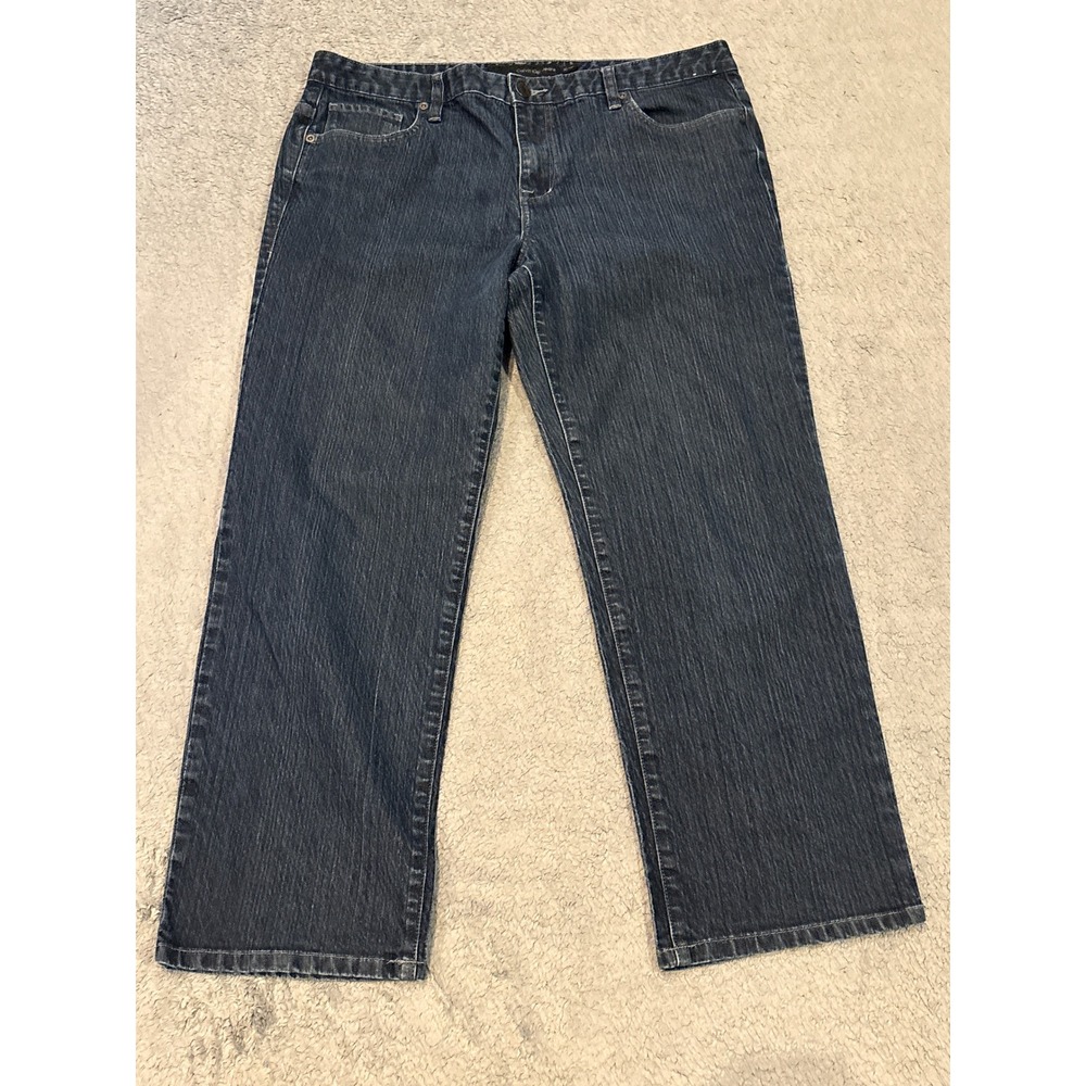 Calvin Klein Jeans Womens 32/14P Dark Wash Straight Leg Stretch Denim Petite